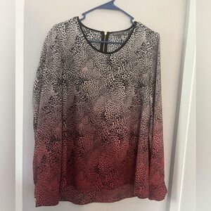Vince Camuto Ombre Animal Print Long Sleeve Blouse size Large